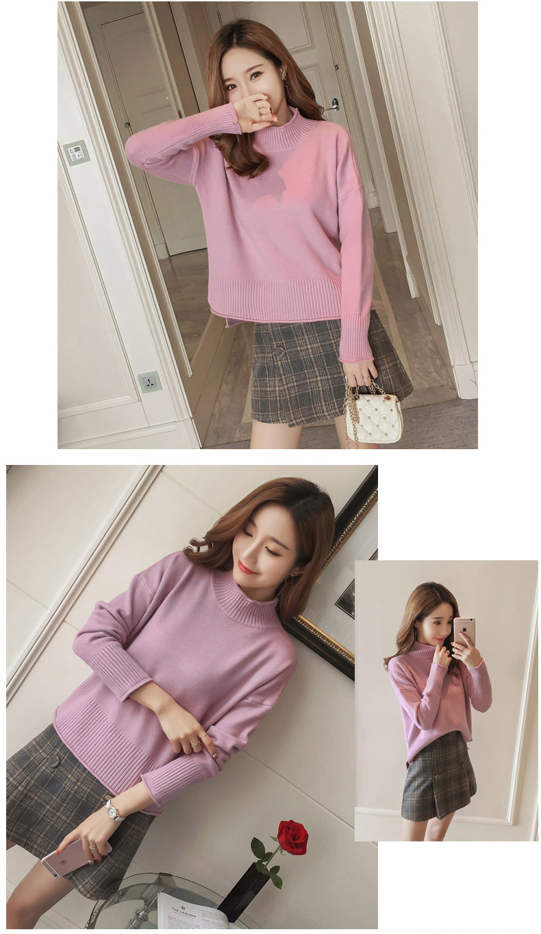 秋季百搭2018秋冬新款高领毛衣韩版长袖宽松针织打底衫 时尚穿搭 图2
