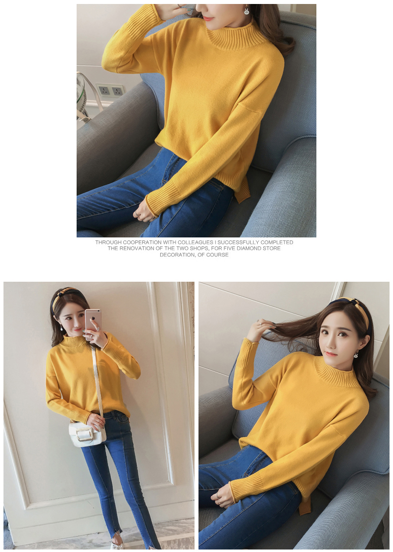 秋季百搭2018秋冬新款高领毛衣韩版长袖宽松针织打底衫 时尚穿搭 图4