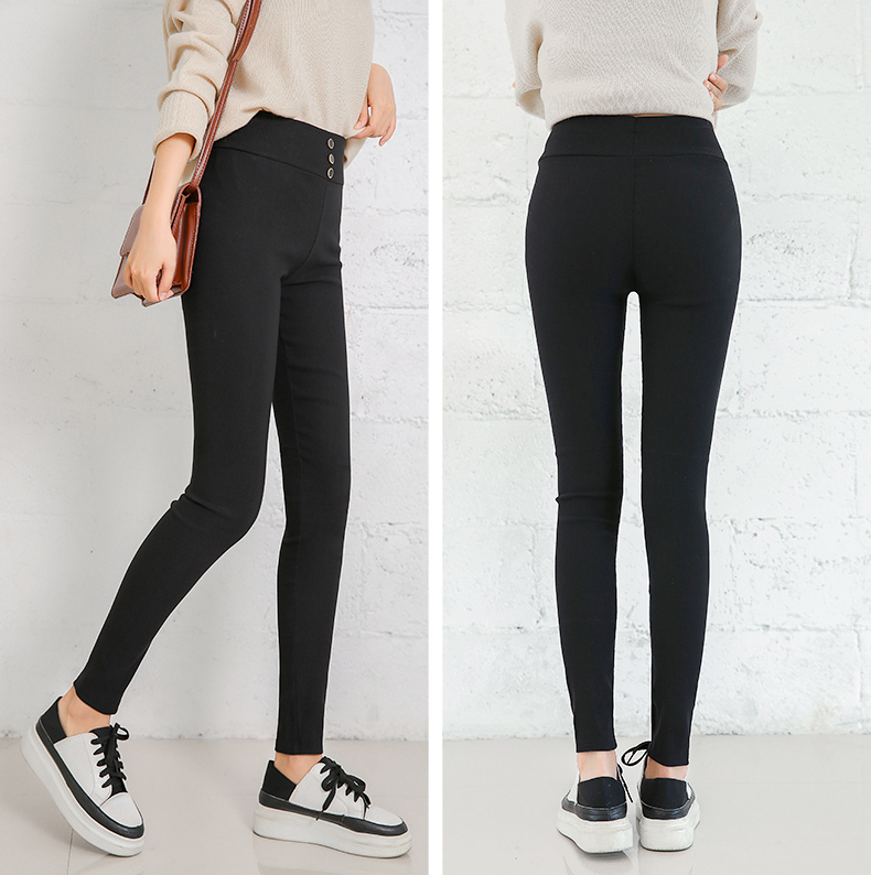 高腰韩版加绒加厚冬季黑色百搭小脚裤紧身2018新款铅笔库 女装 图3