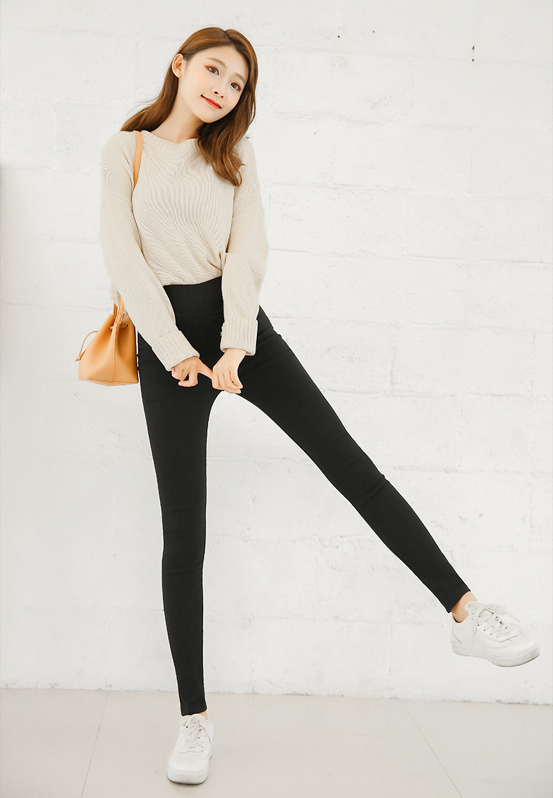 高腰韩版加绒加厚冬季黑色百搭小脚裤紧身2018新款铅笔库 女装 图2