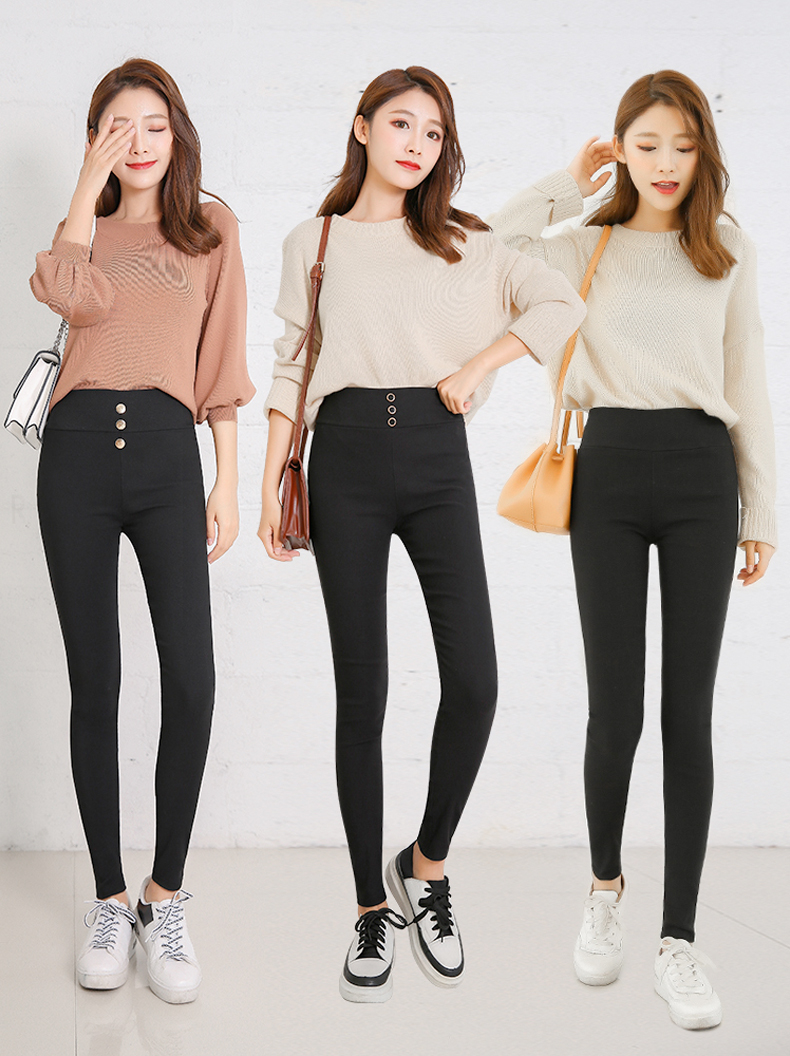 高腰韩版加绒加厚冬季黑色百搭小脚裤紧身2018新款铅笔库 女装 图1