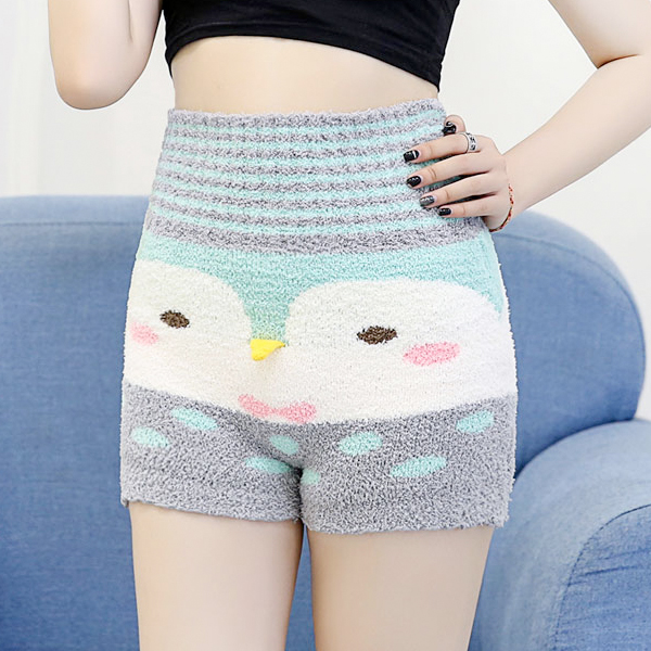 春秋高腰保暖裤加厚护肚短裤毛绒生理裤外穿护腰睡裤经期暖宫裤女