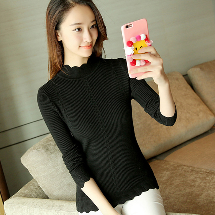 2018秋冬新款高领毛衣女韩版套头学生长袖宽松针织打底衫百搭加厚 女装 图2
