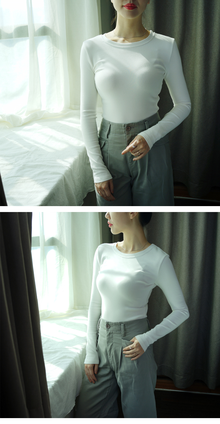 2018秋冬季长袖T恤女打底衫上衣服圆领修身纯黑色棉新款韩版学生 女装 图3