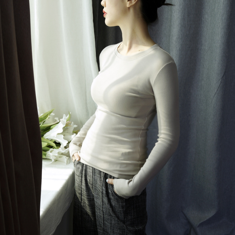 2018秋冬季长袖T恤女打底衫上衣服圆领修身纯黑色棉新款韩版学生 女装 图2