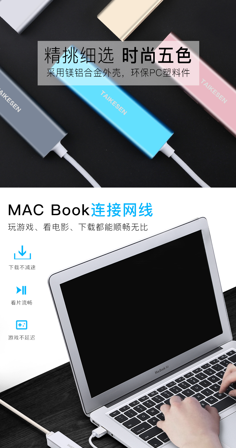 macbook苹果电脑u++网线转换器mac笔记本pro接头 数码 图2